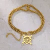 Stainless Steel Bracelets Anime Straw Hat Skull Face Fashion Double Chain Hip Hop Goth Bracelet For Women Jewelry Gift One Piece