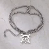 Stainless Steel Bracelets Anime Straw Hat Skull Face Fashion Double Chain Hip Hop Goth Bracelet For Women Jewelry Gift One Piece