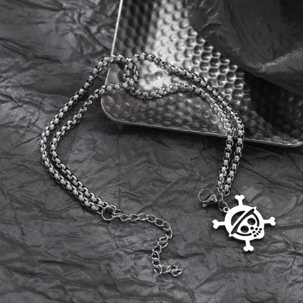 Stainless Steel Bracelets Anime Straw Hat Skull Face Fashion Double Chain Hip Hop Goth Bracelet For Women Jewelry Gift One Piece