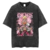 Youth men ONE PIECE Faded Vintage T Shirts Anime Character Print Cosplay Mineral Wash Shirt Nika Luffy Graphic Hipster Shirt