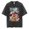 Youth men ONE PIECE Faded Vintage T Shirts Anime Character Print Cosplay Mineral Wash Shirt Nika Luffy Graphic Hipster Shirt